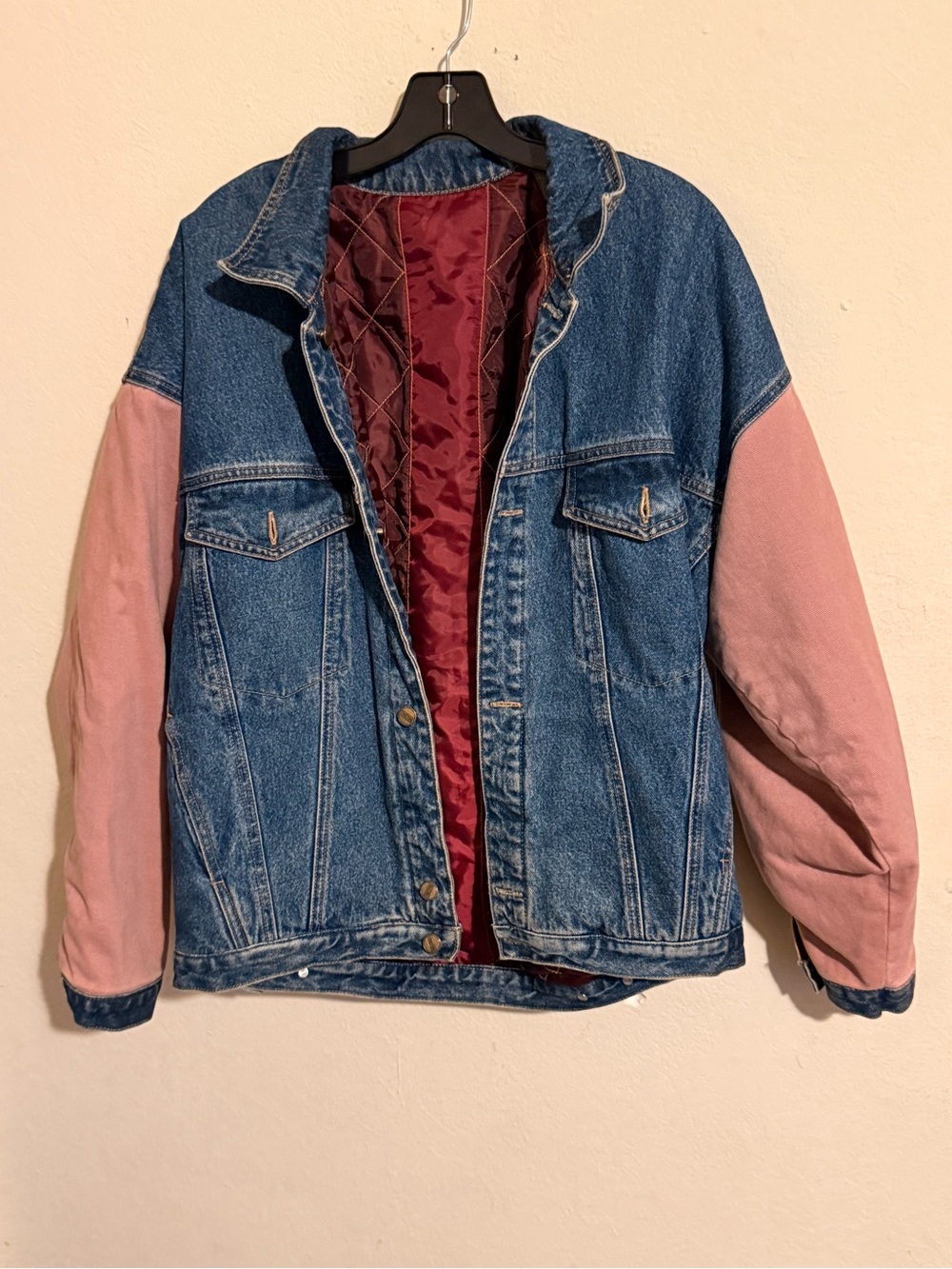Structure Blue Denim Jacket with Pink size m Sleeves